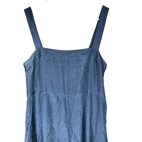 Eileen Fisher‎ Blue 100% Silk Tiered Sleeveless Maxi Dress Womens Petite Medium - Picture 5 of 16